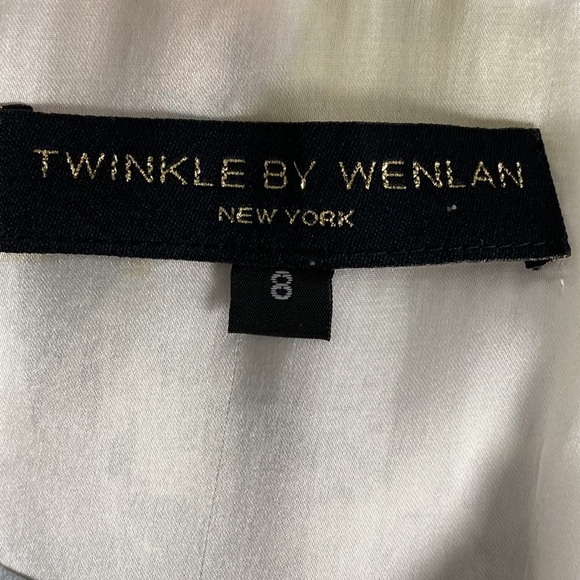 Twinkle by Wenlan Anthropologie Gray Multicolor 100% Silk V-Neck Dress Size 8 - Picture 6 of 8